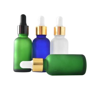 China Personal Care Luxury Cosmetic Matte Green Glass Dropper Bottle for sale