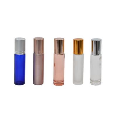 China Personal Care Rose Gold Glass Essential Oil Roller Bottles With Gold Cap for sale