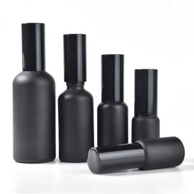 China Personal Skin Care Packaging Frosted Matte Black Perfume Glass Bottle Black Luxury Room Spray for sale