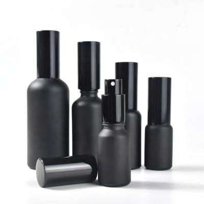 China Cosmetic Wholesale Frosted Black Spray Bottle For Room Spray for sale