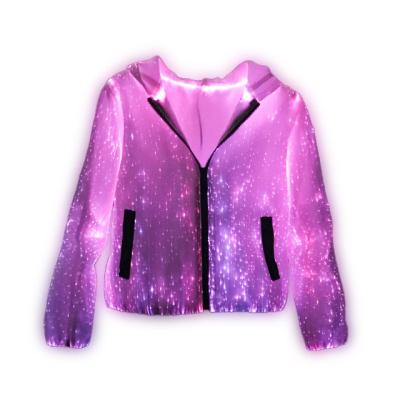 China Luminous Girls RGB Colorful Unisex Unisex Glow In The Dark Glowing Luminous Glowing Fiber Optic Light Up LED Hoodies for sale