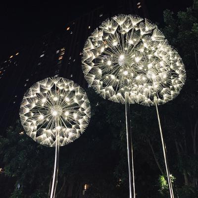 China Theme Park Waterproof Artificial Fiber Optic Dandelion Light For Outdoor Decoration for sale