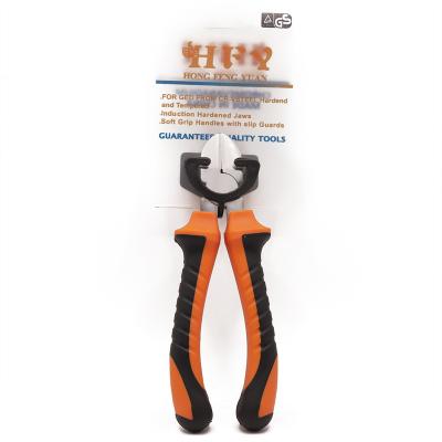 China GK-D002 Deluxe CRV CUTTING PLIERS NICKEL COATING BLACK/ORANGE HANDLE for sale