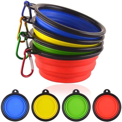 China Eco-friendly Multicolor Portable Dog Bowl Stocked Collapsible Silicone Dog Bowl For Event Prices for sale