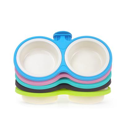 China Sustainable Factory Wholesale Removable Anti Rollover Pet Hanging Bowl Fixed Double Dog Bowl for sale