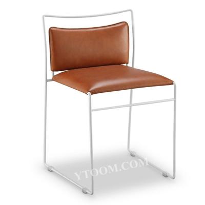 China Modern Metal Frame Leisure Leather Dining Chair for sale