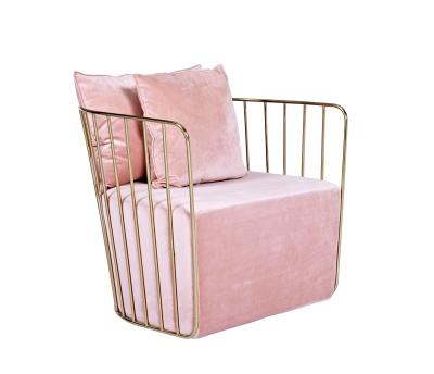 China Modern Metal Frame Gold Fabric Lounger Living Room Canvas Furniture for sale