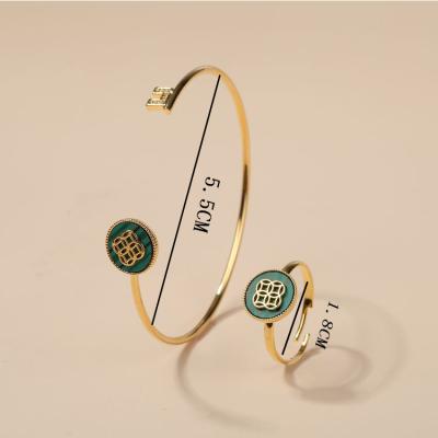 China Fashionable Best-selling Simple Jewelry Diamond Bracelet Ring Jewelry Set Ladies Open Gold Plated for sale