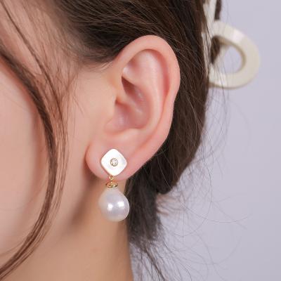 China TRENDY Pearl Earrings Stud Statement Jewelry Earrings Tear Drop Crystal Earring Gold Plated Silver Color Trendy for sale