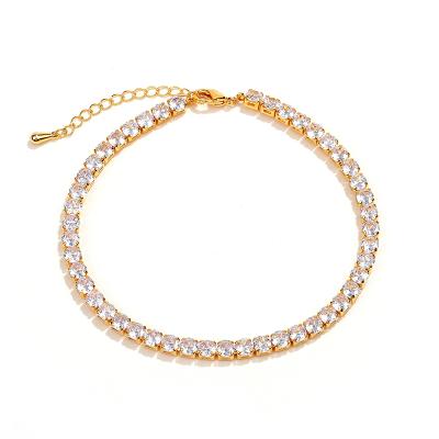 China New CLASSIC women's jewelrywomen gold plated Cuban diamond inlaid beads anklet footaccessories for sale