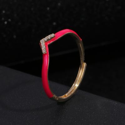 China Ring Micro Insert Zircon 14K Gold Plating Silver Trendy Rings Women's Jewelry V-Shape Design TROPICAL Size Adjustable Ring Real S925 for sale