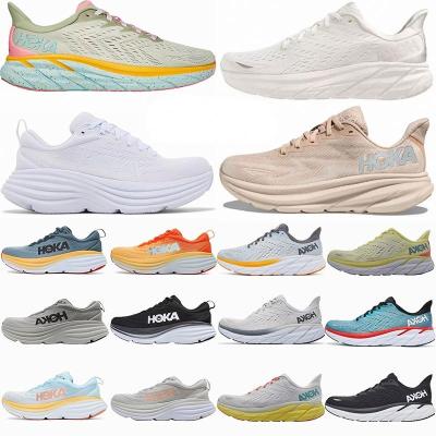 China Please contact me for other colors 2023 Running Shoes Bondi 8 Clifton Mens Trainers HOKAs Designer Jogging Walking Sneakers Triple White Utility Black Grey Fog for sale