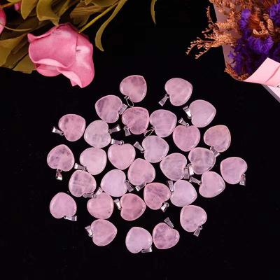 China China Rose Quartz Raw Crystal Heart Stone Pendant Necklace High Quality Natural Crystal Pendants for sale