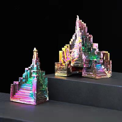 China Rainbow Crystal Irregular Natural Titanium Irregular Titanium Metal Sample Bismuth China Bismuth Gemstone Crystal Mineral Sample for sale