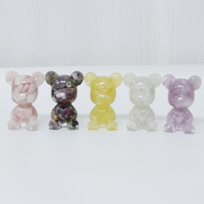 China China Healing Natural Stones Macadam Crystal Carving Animal Epoxy Bear for sale