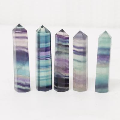 China Hot Selling High Quality Natural Crystal Hexagon Single-pointed Crystal Fluorite Column China Standard Column for sale