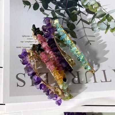 China China Amethyst Crystal Hair Clip For Women Elegant Korean Design Barrette Stick Hairpin Snap Hair Styling Accessories for sale