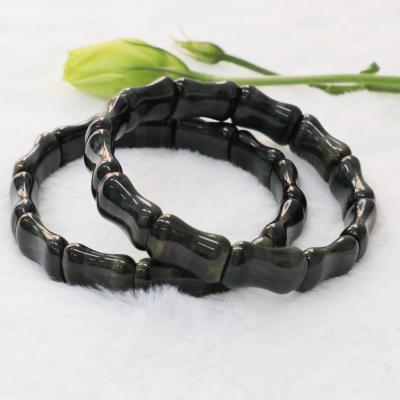 China China wholesale handmade high quality black obsidian bead natural elastic stone bracelet hematite for sale