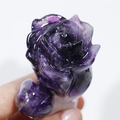 China China Amethyst Crystal Rose Flower Natural Hand Carved Dreamy Amethyst Crystal Flower for Home Decoration for sale