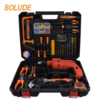 China SOLID PACK Durable+Portable+Comfortable Handle+Small Case Kit With Plastic Toolbox Storage 97 Piece Impact Drill Household DIY Tools for sale