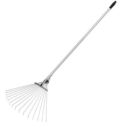 China SOLUDE Garden Rake Stainless Steel Handle Metal Rake for Garden Hand Rake Grass Rake Gardening Garden Tool for sale