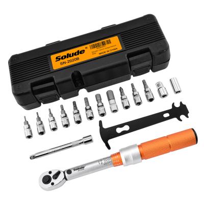 China Bicycle Repair Factory16 1/4 Pieces Adjustable 2~20 N.m Bicycle Repair Tool Ratchet Torque Wrench Socket Set for sale