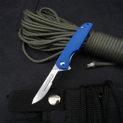 China Customized Logo Open Slide ABS Handle Small Pocket Blade Carbon Steel Folding Knife Scalpel Pocket Rescue Utility Knife For Survival for sale