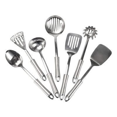 China TianJiao Viable 7 Pcs Stainless Steel Kitchen Utensils Set Cooking Colander Spoon Spatula Shovel Non-Stick Cookware Set for sale