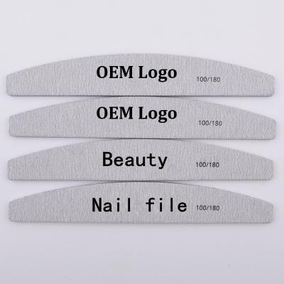 China The Manicure Emery Board Half Moon Zebra Professional Durable Abrasive Grit 100/180 Nail File for sale