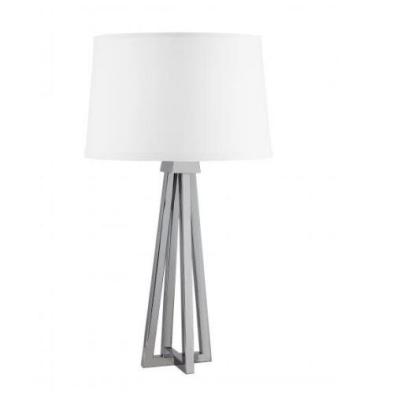 China Modern Modern Lighting Metal Cross Nickel Frame Brushed Metal Table Lamp With White Lampshade for sale