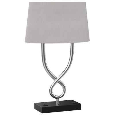 China Modern iron brushed nickel table lamp with usb for hotel for sale