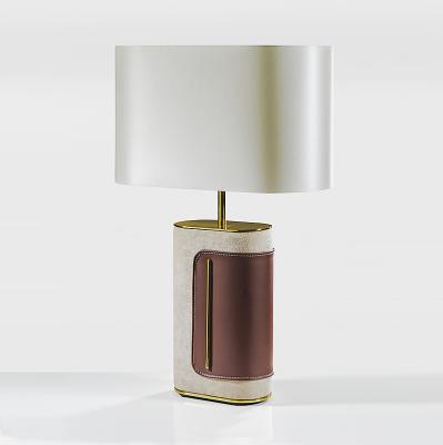 China Modern Leather Gray Hand Make Table Lamp For Decoration for sale