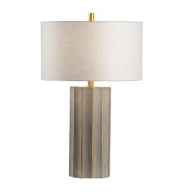 China New modern gray ceramic table lamp with drum lampshade for hotel home office for sale