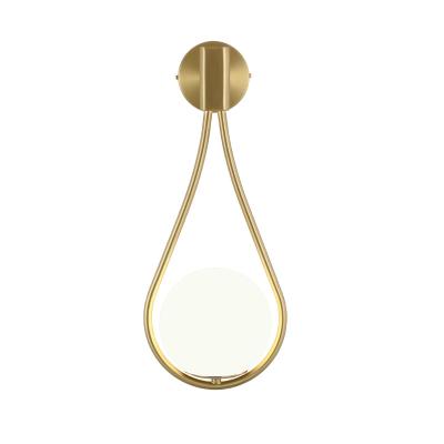 China Contemporary Water Drop Iron Gold Metal Wall Sconce With Glass Shade For Hallway for sale