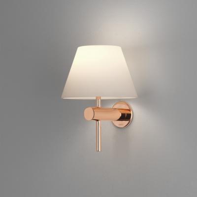 China Contemporary New Design Iron Matte Brass Wall Lamp With Taper Off White Lampshade for sale