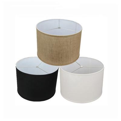 China Custom Modern Hotel Table Wall Floor Lamp Drum Black Off White Bronze Shade Canvas Fabric Shade For Wholesale for sale