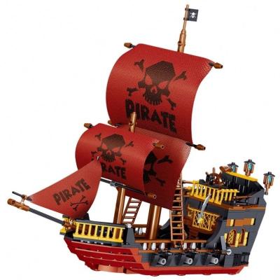 China Building Toy Zhegao Ql 1811 Liner Tempestuous Pirate Cruise Series Waves Red Spaceships Assmbly Diy Set Boats Toy Building Blocks Ship for sale