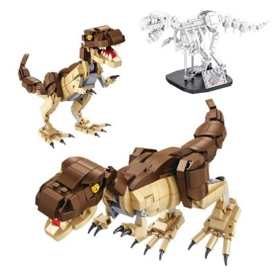 China Building Toy 612002 PANLOS 906Pcs Dinosaur World Zoo Jurassic Tyrannosaurus And Model Fossil Kids Building Block Sticker Toy for sale