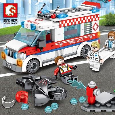 China SEMBO Toy Block 601303 City View Electronic Ambulance 238Pcs Building Block Bricks Diy Toy Set For Children Christmas Gift for sale