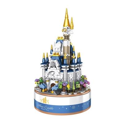 China Creative Building Toy Panlos 656007 DIY Education Birthday Toys Gift Assembly Mini Princess Rotary Music Boxes Magic Castle Building Blocks for sale