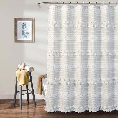 China Sustainable 100 Polyester Fabric Waterproof Jacquard Luxury Shower Curtain For Bathroom for sale