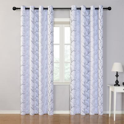 China Modern Simple Home Decor Design Polyester Shade Nordic Leaf Printing Curtain With Install Grommet for sale