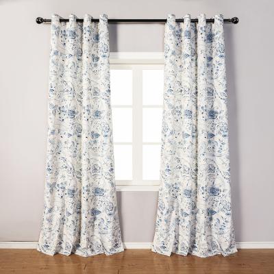 China Other Wholesale Modern Custom Polyester Printed Linen Curtain In Curtain Factory Style Flower Design for sale