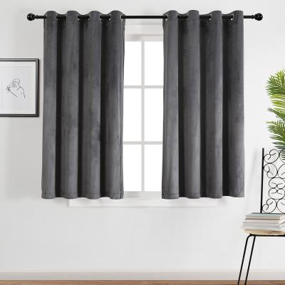 China Solid Color Blackout Velvet Blackout Curtain Solid Color Cheap Velvet Soft Feeling Curtain For Living Room for sale