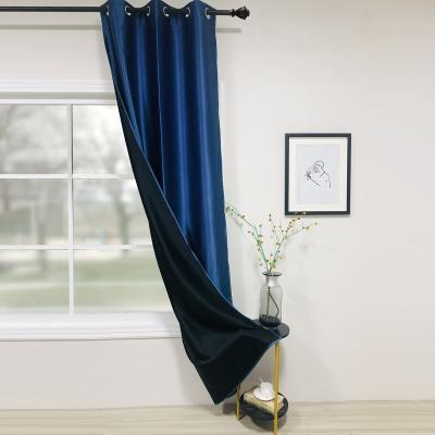 China 100% Blackout Grommets Heat Insulation Blackout Shading Top Window Curtains For Living Room for sale