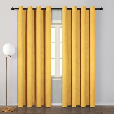 China Modern Blackout Blackout Living Room Gold Yellow Window Blackout Curtains Ready Made for sale