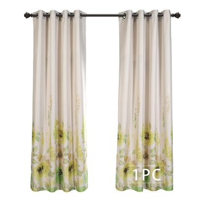 China Hot blackout design blackout lurex flowers printed yellow window curtain for living room for sale