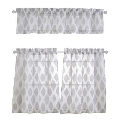 China Other Gray Kitchen Windows Curtain and draperies have placed the Jacquard Rod Pocket Curtains 36 in. in length 3 pieces set for laundry room for sale