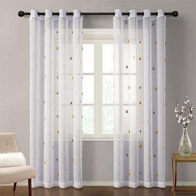 China Others Kids Style Sheer White Raindrops Decoration Curtain In Home Cute Embroidery Designs For Living Room for sale