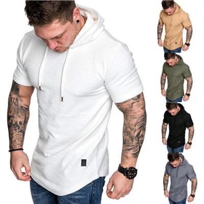 China 2022 new size wicking solid color foreign trade T-shirt casual short-sleeved sweater Breathable cotton European border hooded T-shirt for sale